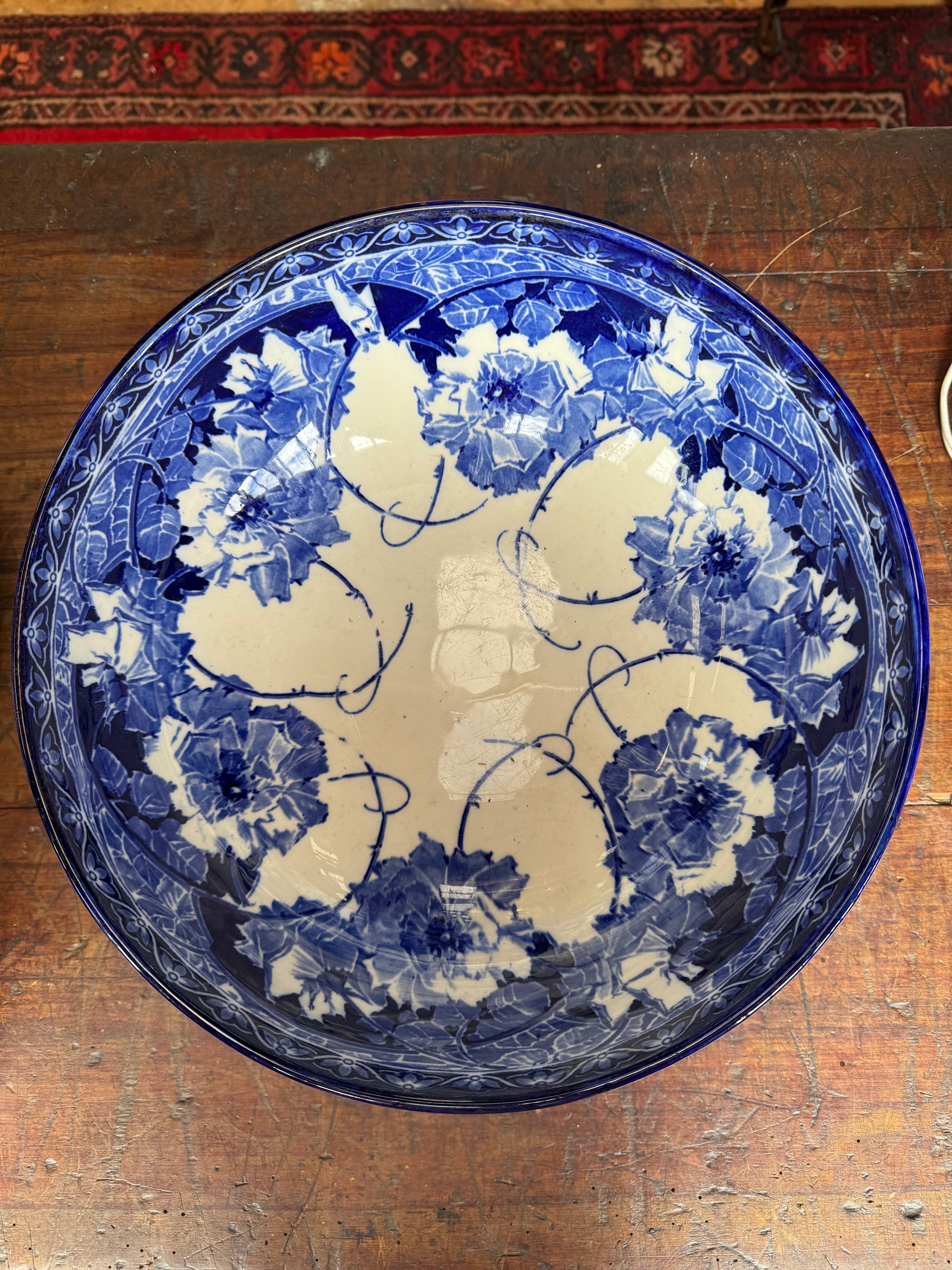 Large Briar Rose Bowl Royal Doulton Flo Blue
