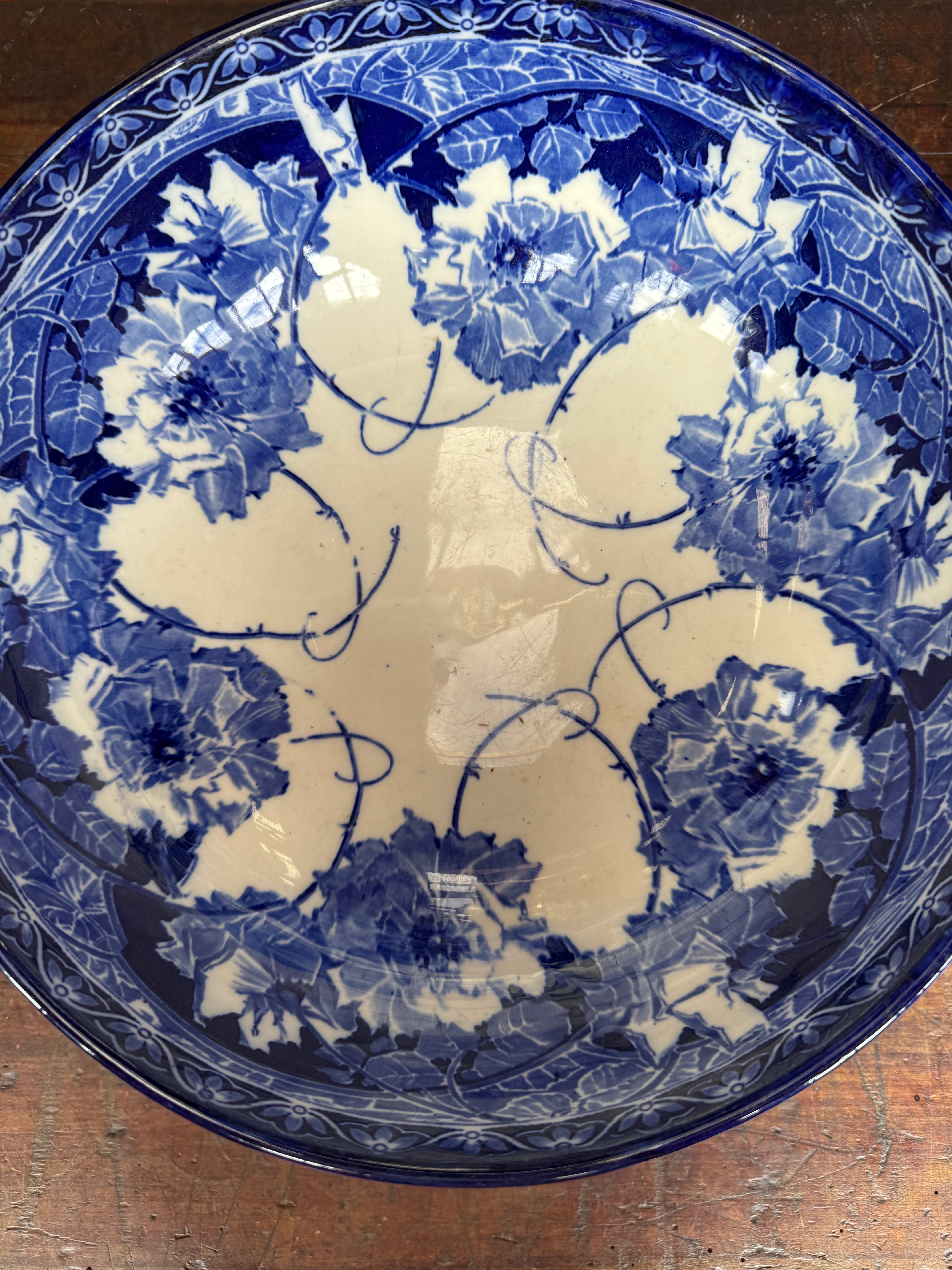 Large Briar Rose Bowl Royal Doulton Flo Blue