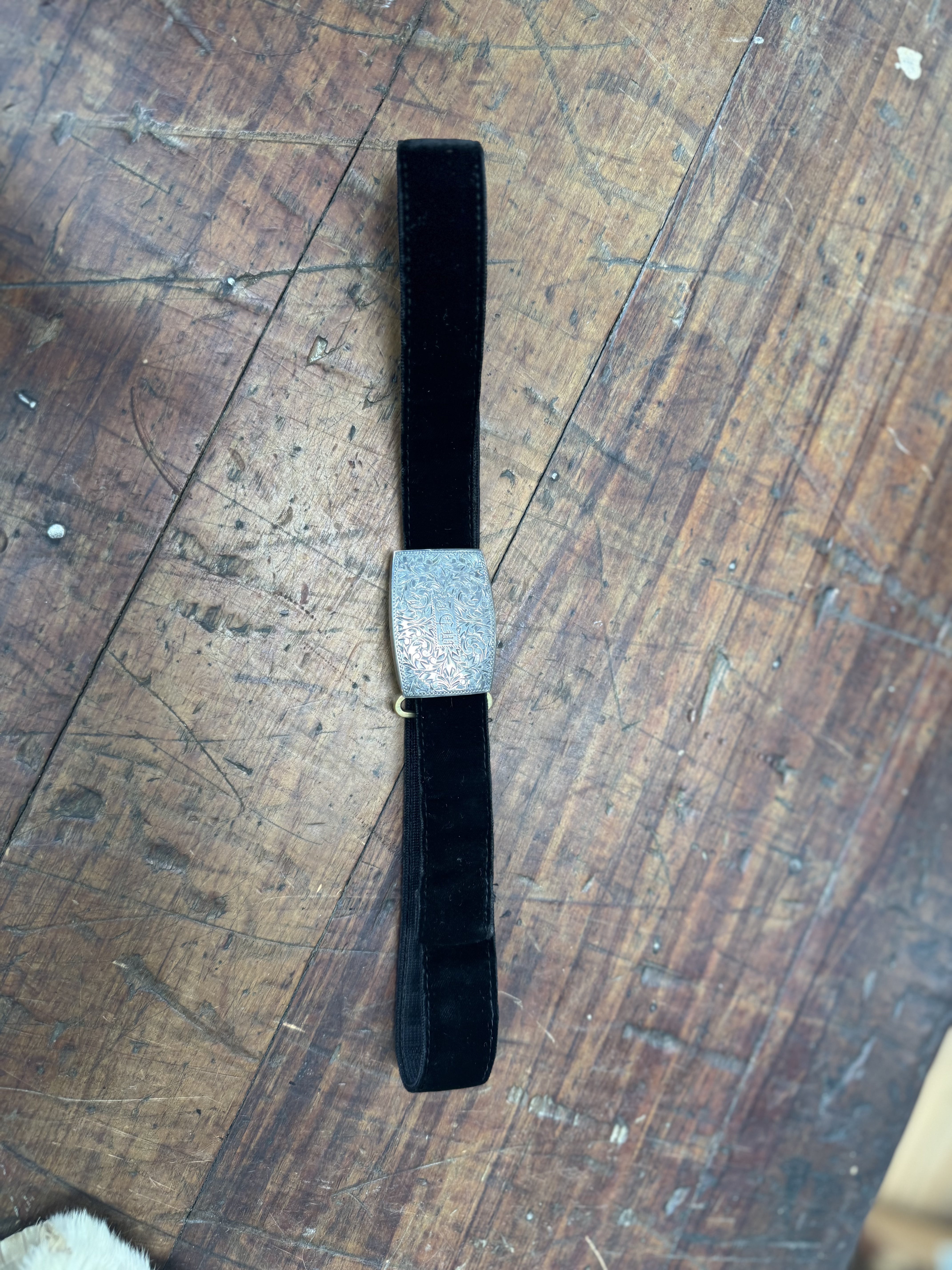 Absolutely Gorgeous Black Velvet Belt with Sterling Silver Buckle
