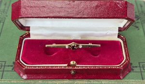 Sterling Silver Gold Plated Garnet Bar Brooch
