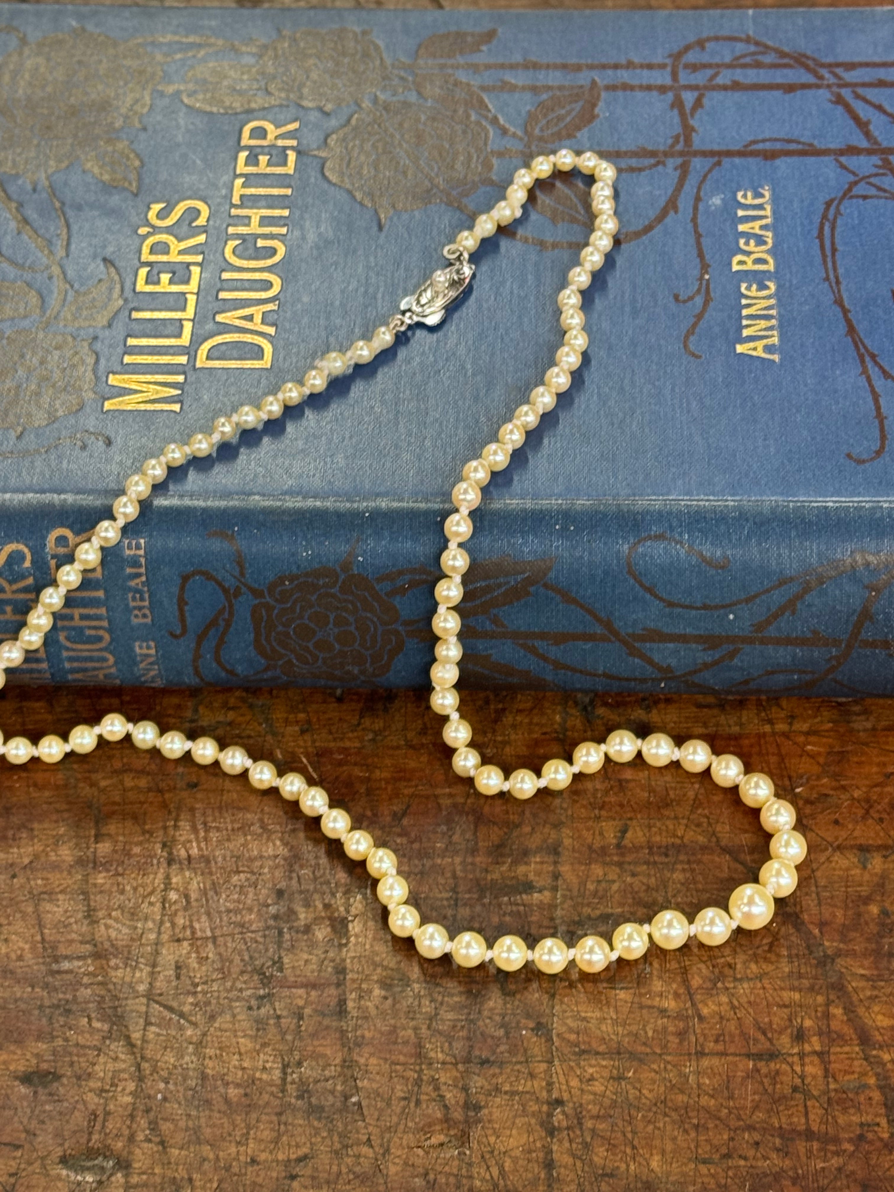 Sea Water Pearls Graduated 26cm Length Cream in colour Knotted