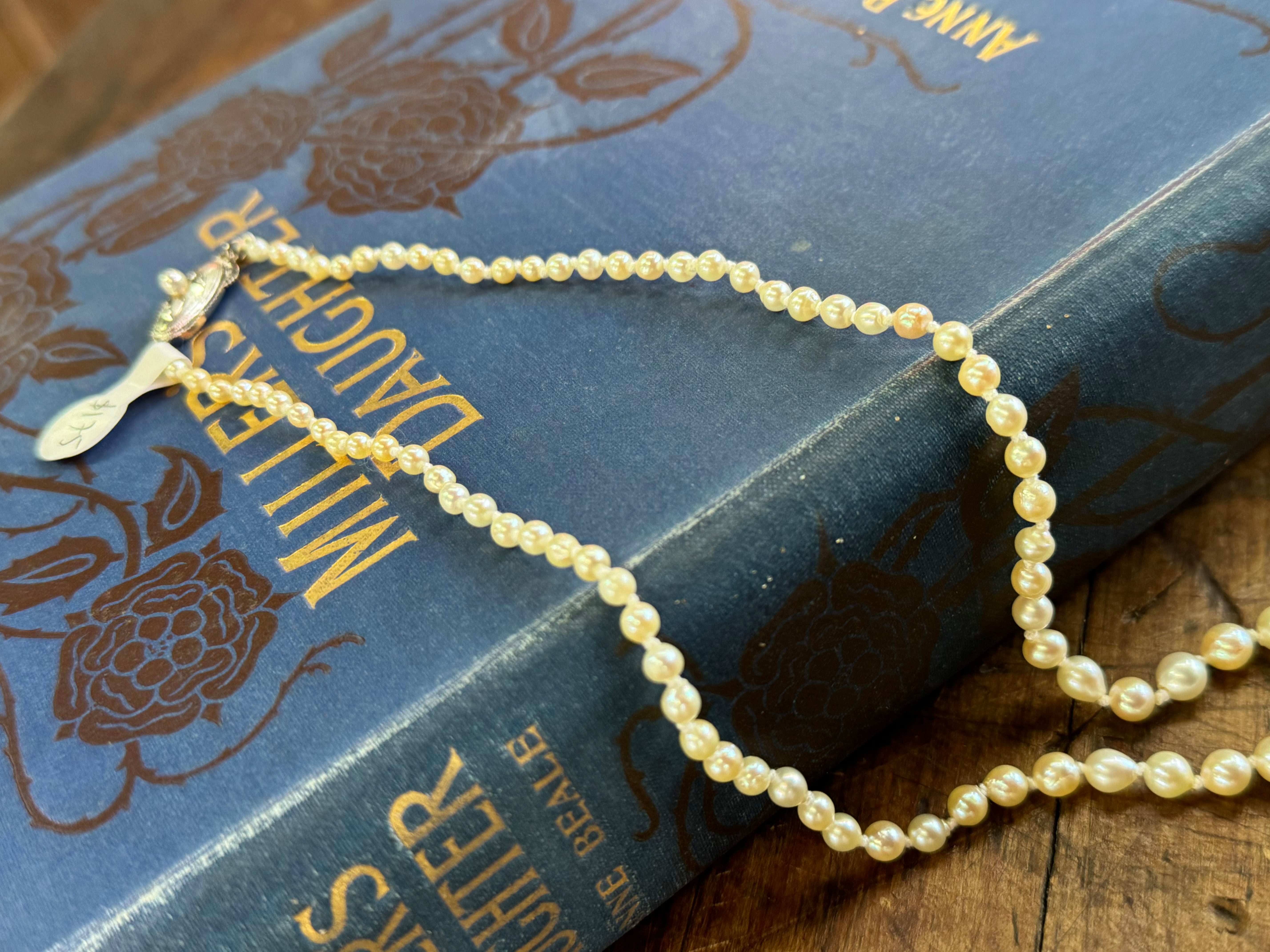 Sea Water Pearls Graduated 26cm Length Cream in colour Knotted