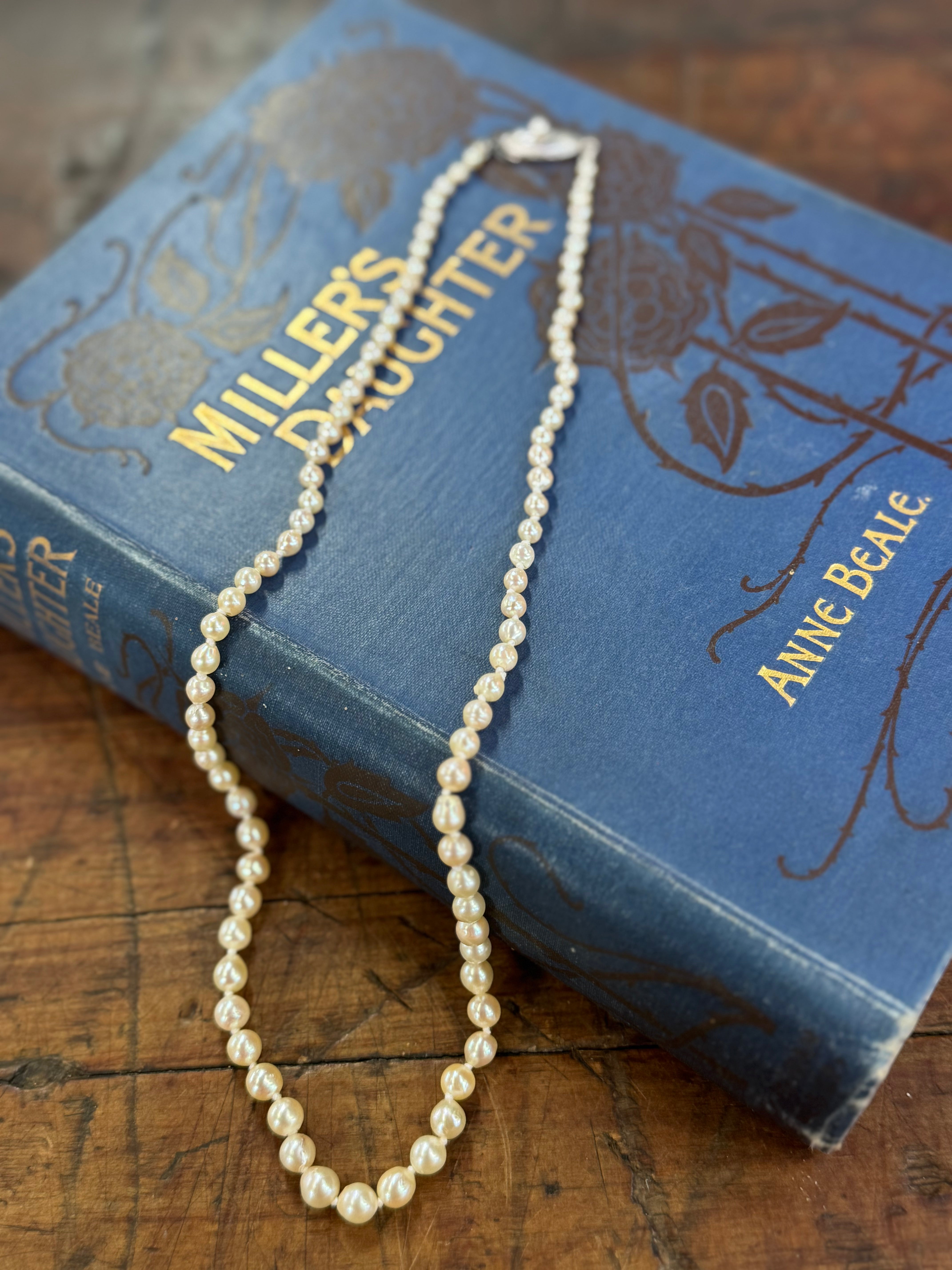 Sea Water Pearls Graduated 22.5cm Length Cream in colour Knotted