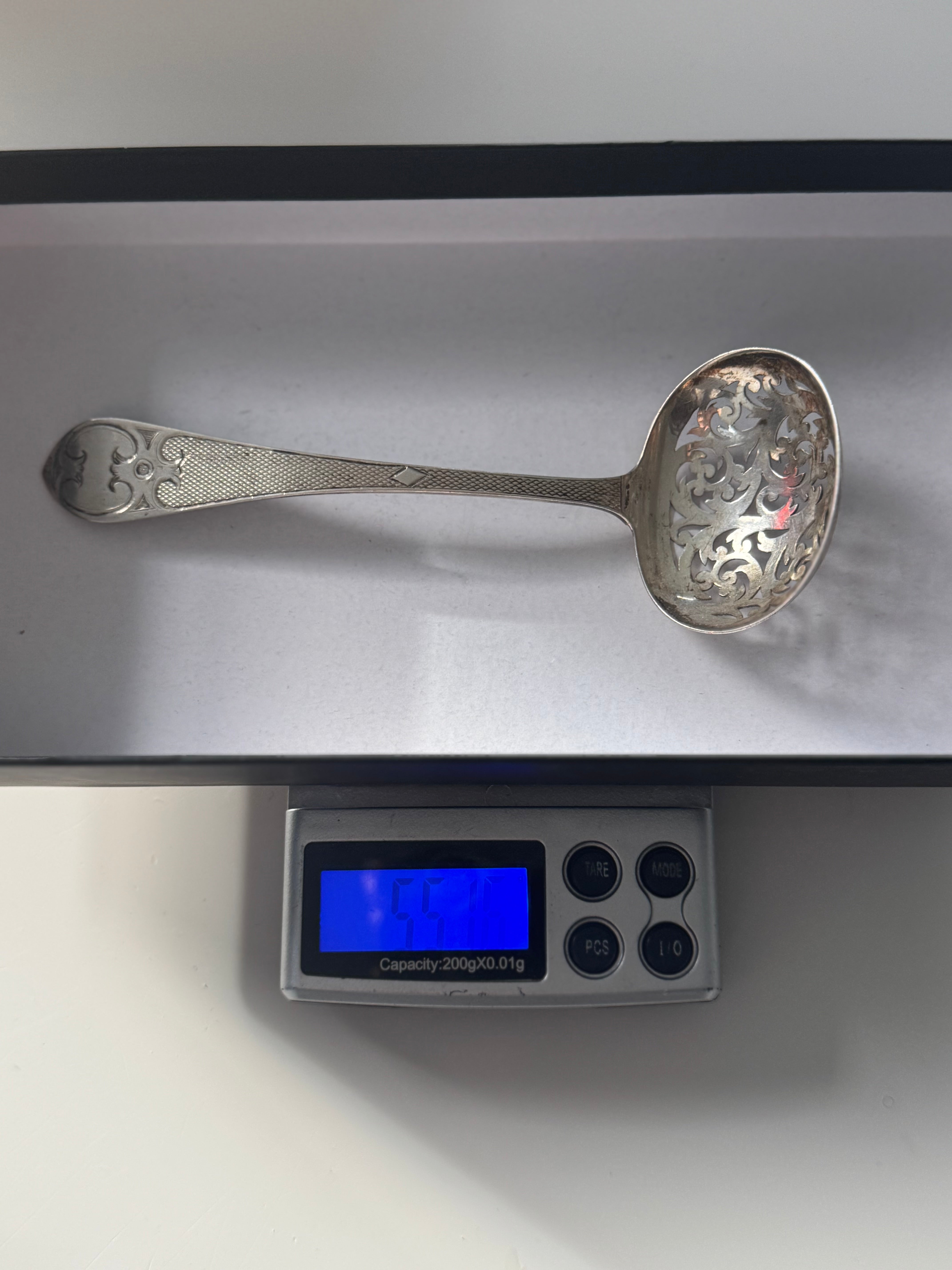 Circa 1860 Birmingham Sterling Silver Sifter Spoon
