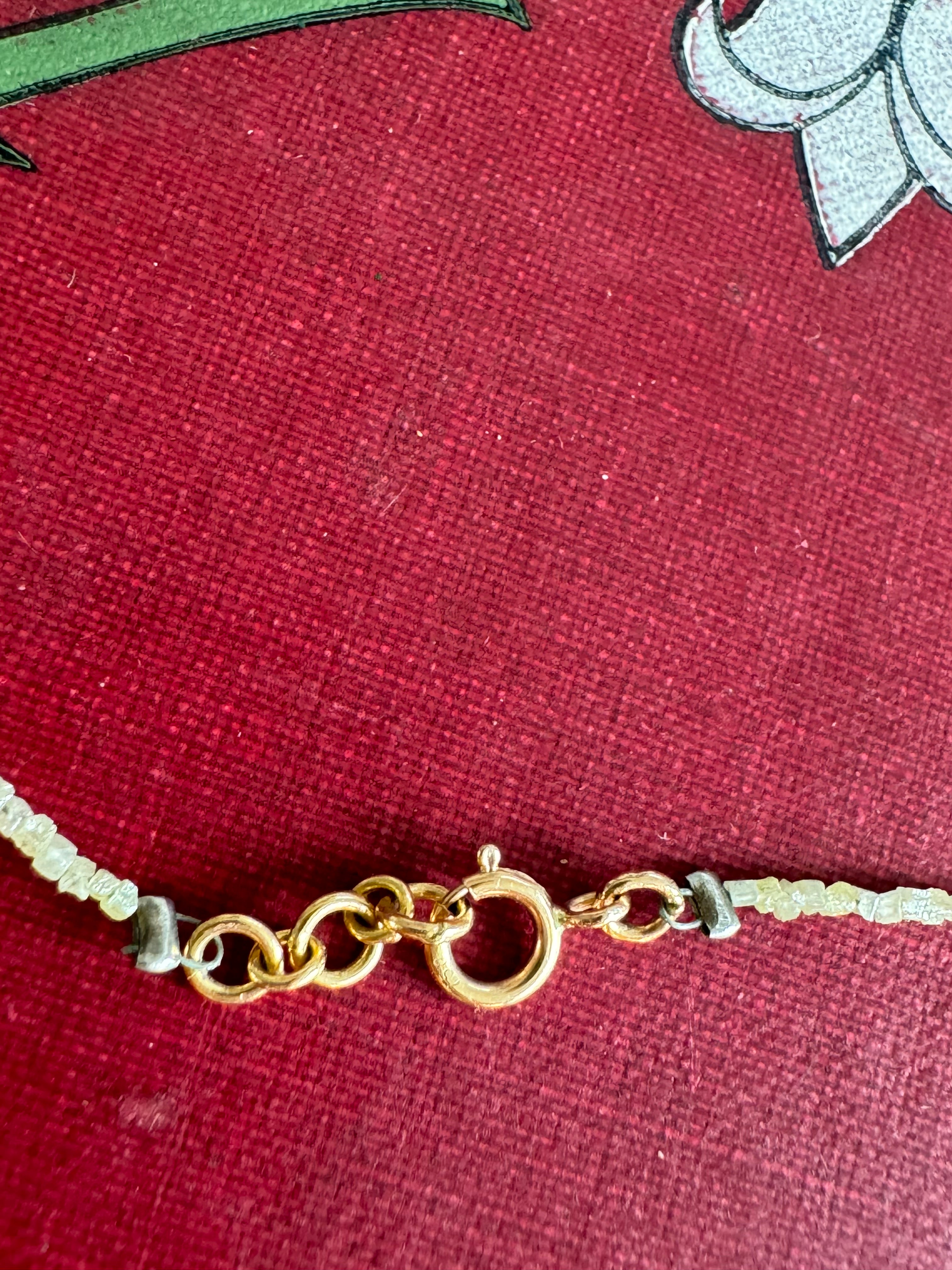 Raw Diamond Necklace 18ct Gold Yellow Gold Clasp - Unique Gift