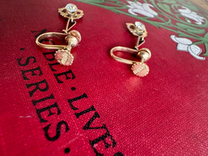Antique Rose Gold White Sapphire Drop Earrings