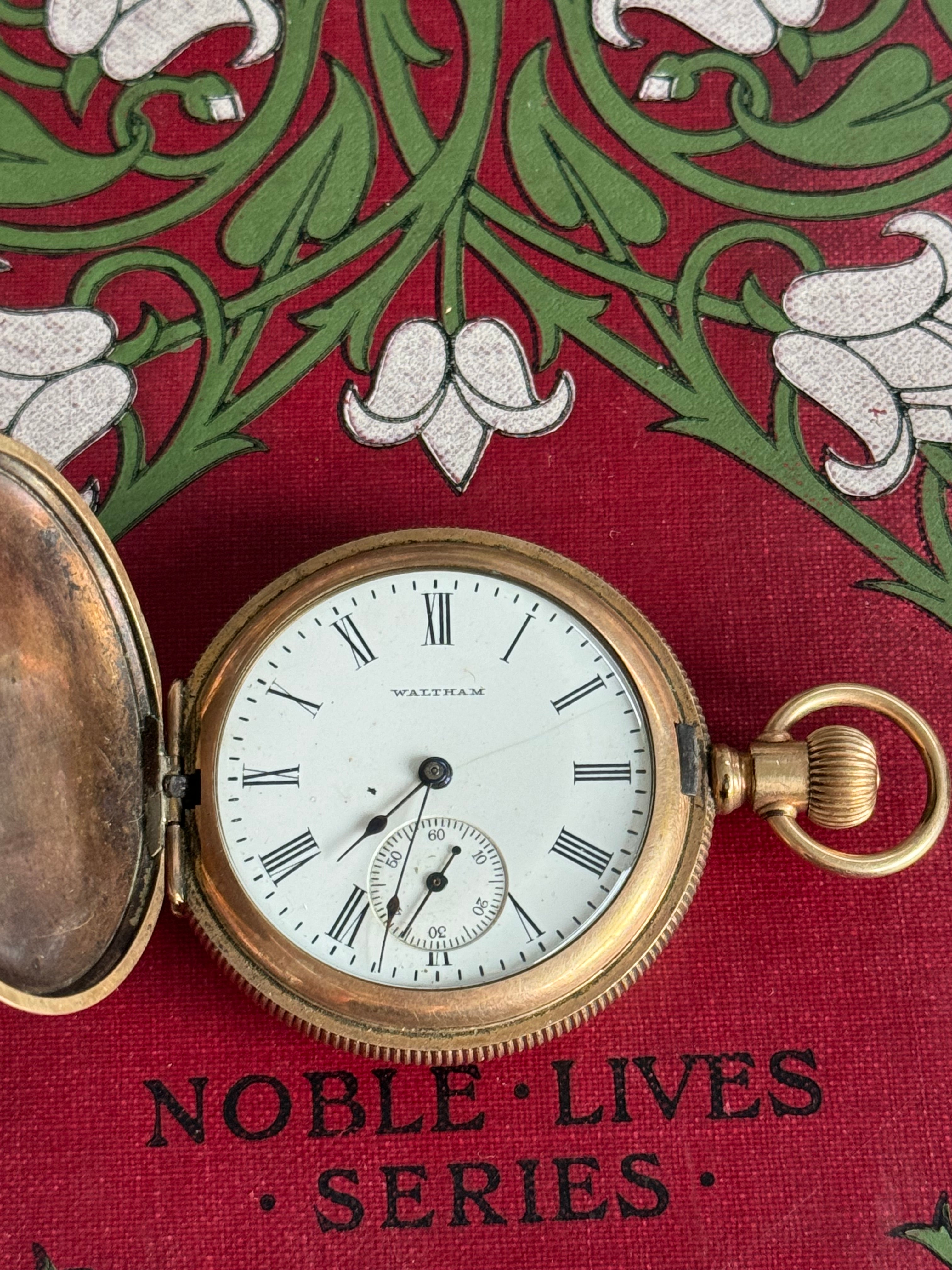 Vintage Ladies Gold Plated Waltham Pocket Watch Working