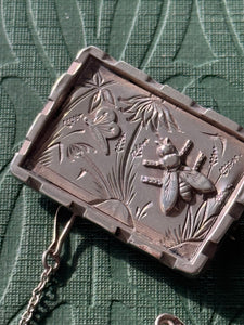 Vintage Sterling Silver Postage Stamp Butterfly & Bee Brooch Super Cute
