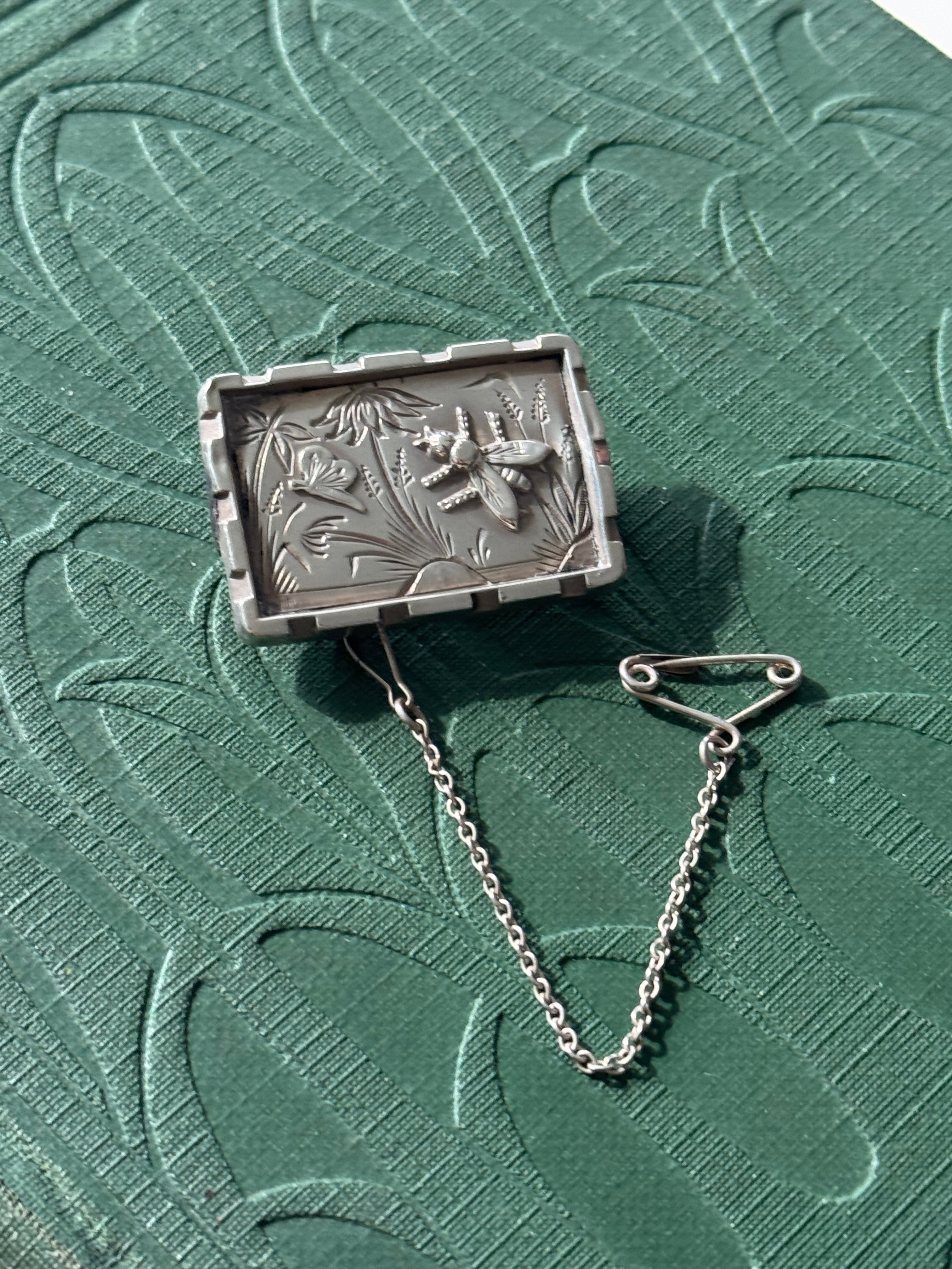 Vintage Sterling Silver Postage Stamp Butterfly & Bee Brooch Super Cute