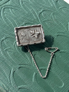 Vintage Sterling Silver Postage Stamp Butterfly & Bee Brooch Super Cute