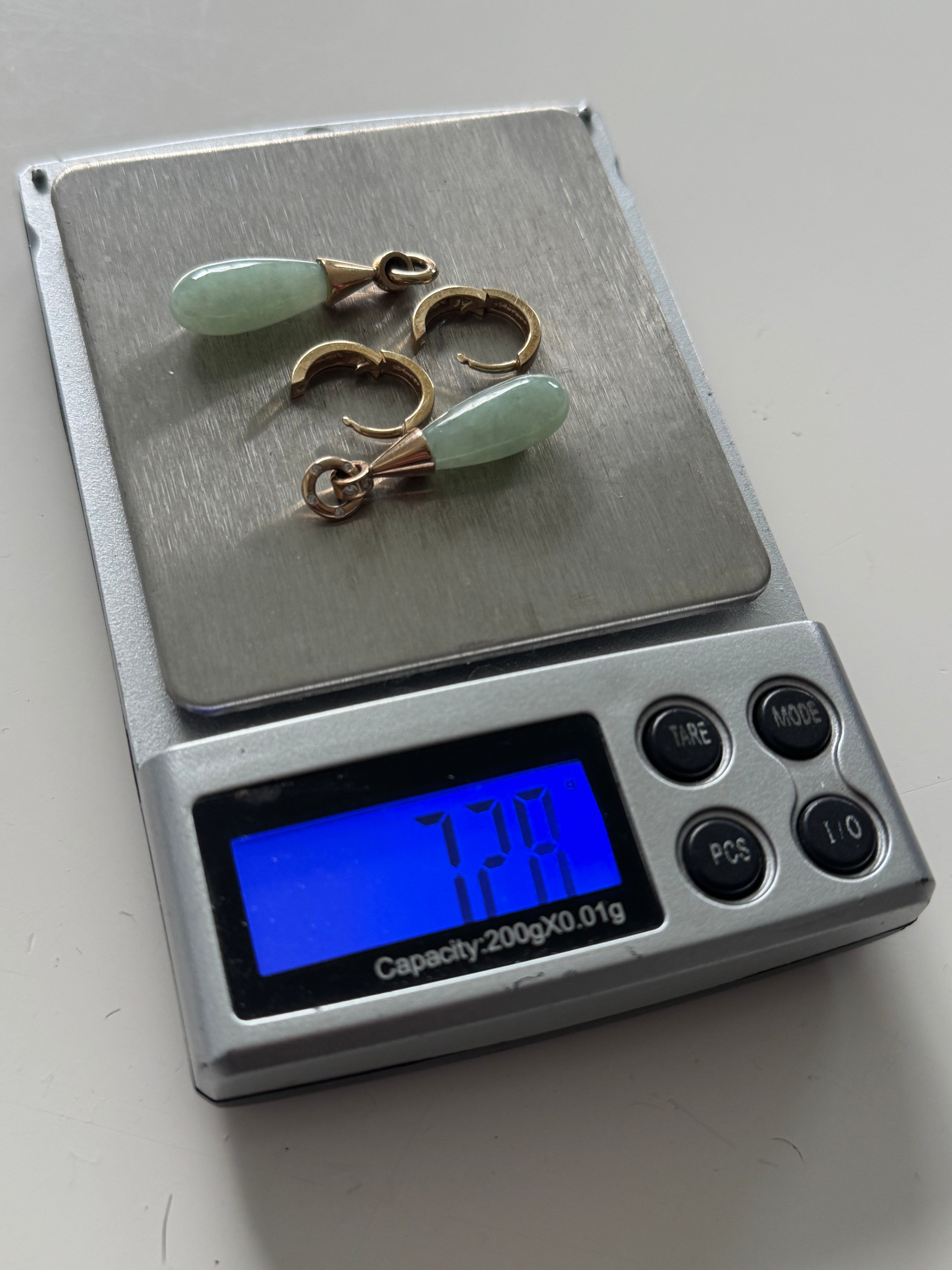 9ct Yellow Gold Diamond & Jade Earrings