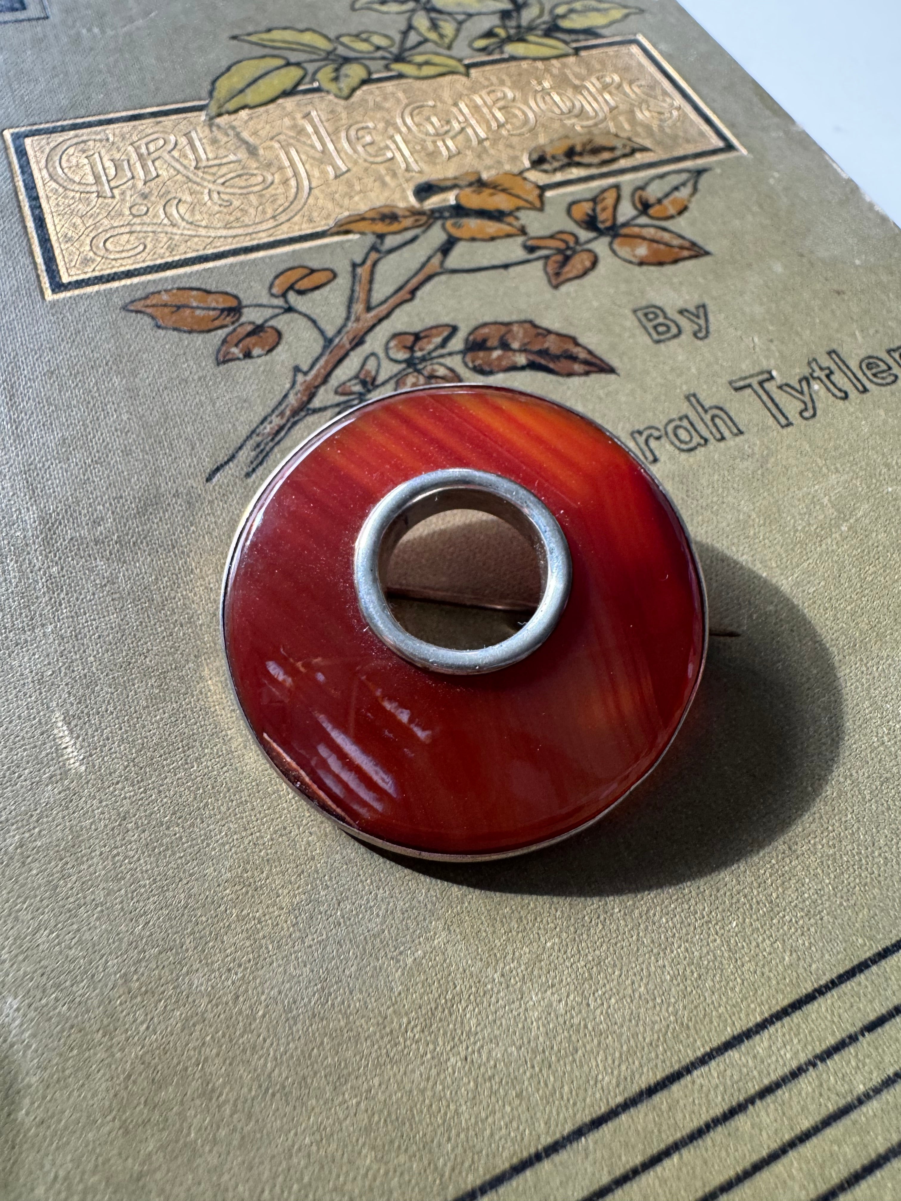 Sterling Silver Agate Brooch