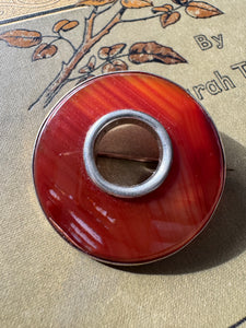 Sterling Silver Agate Brooch