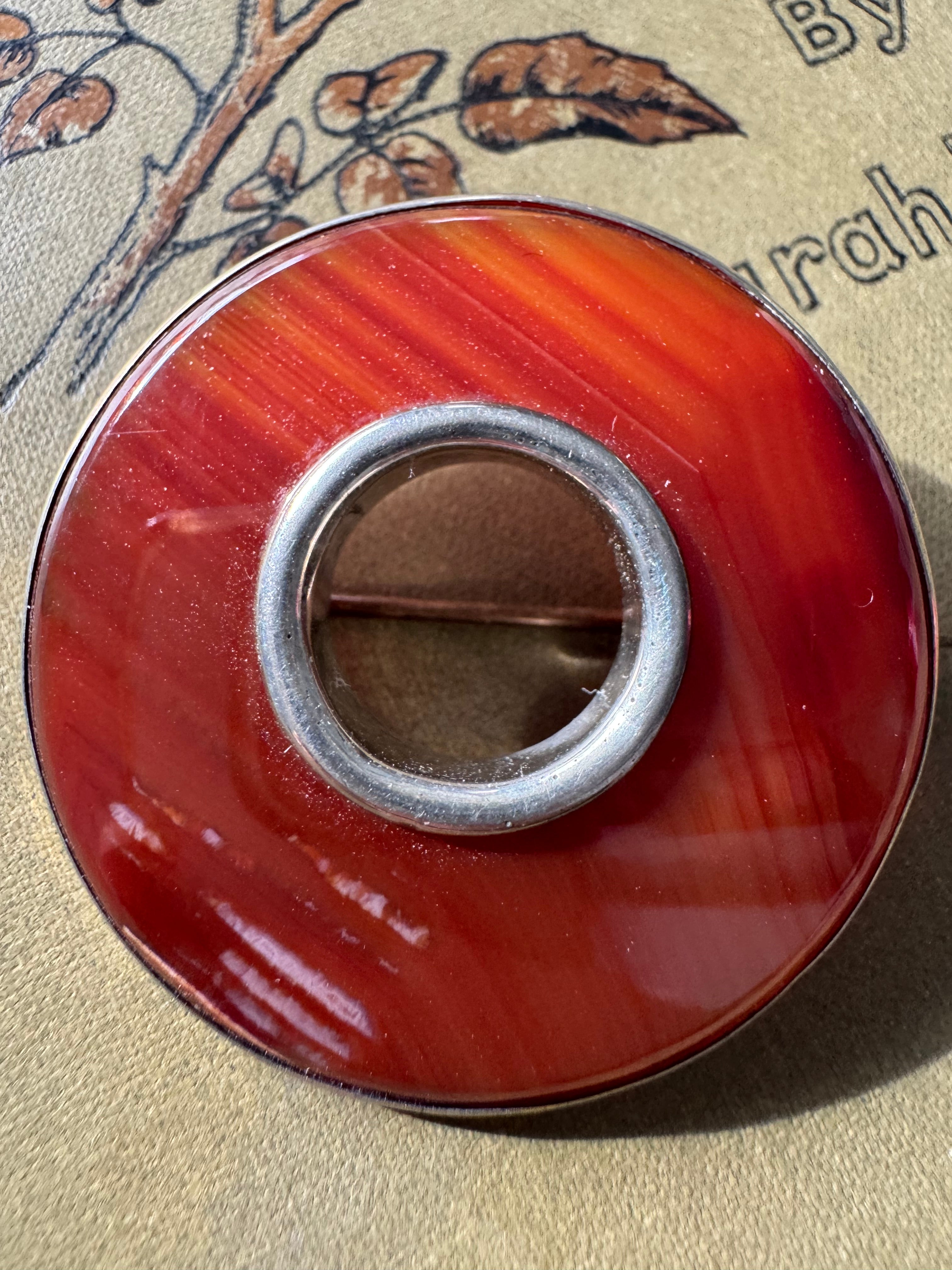 Sterling Silver Agate Brooch
