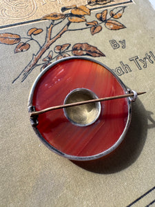 Sterling Silver Agate Brooch