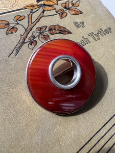 Sterling Silver Agate Brooch