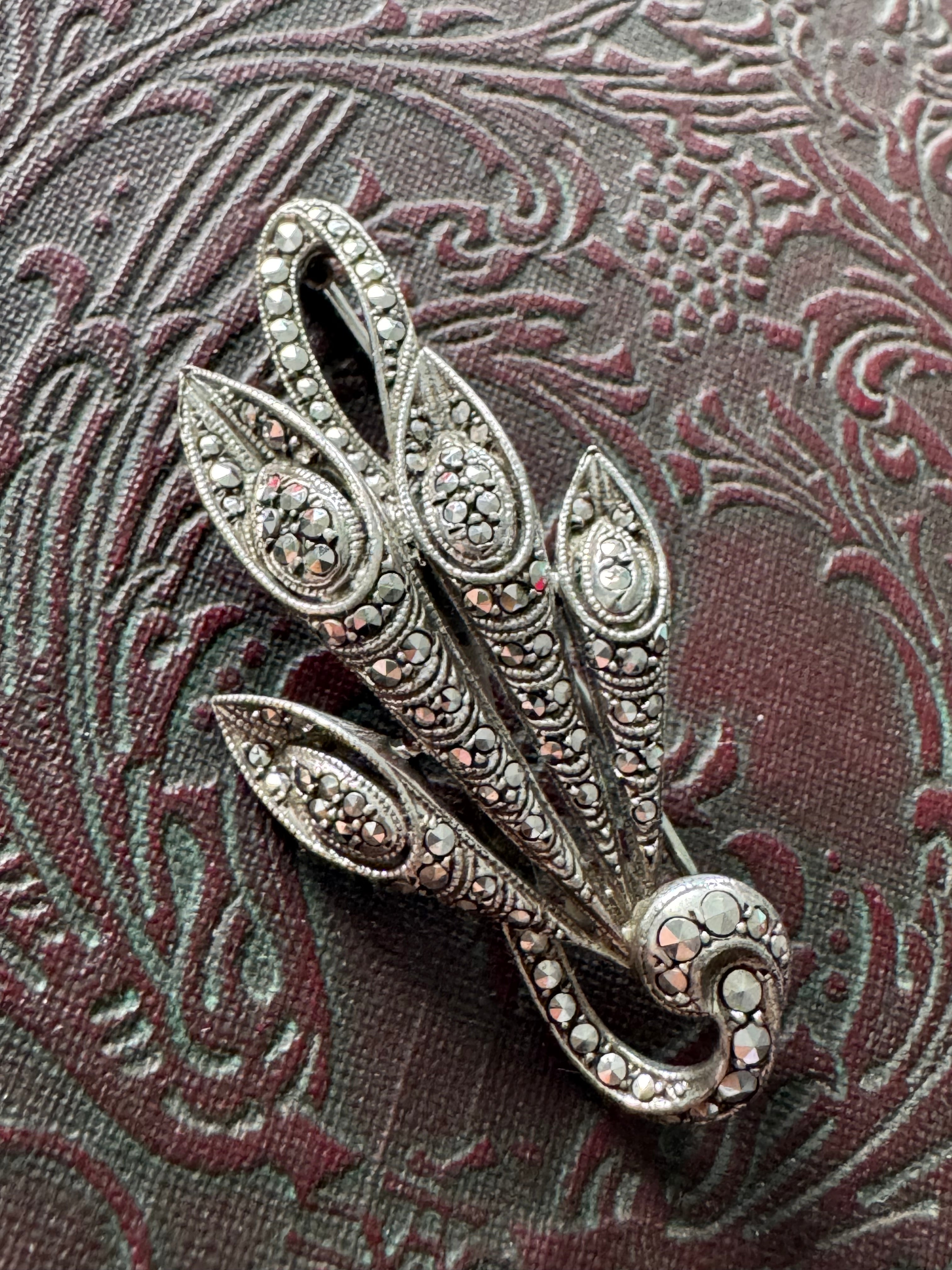 Sterling Silver Marcasite Brooch