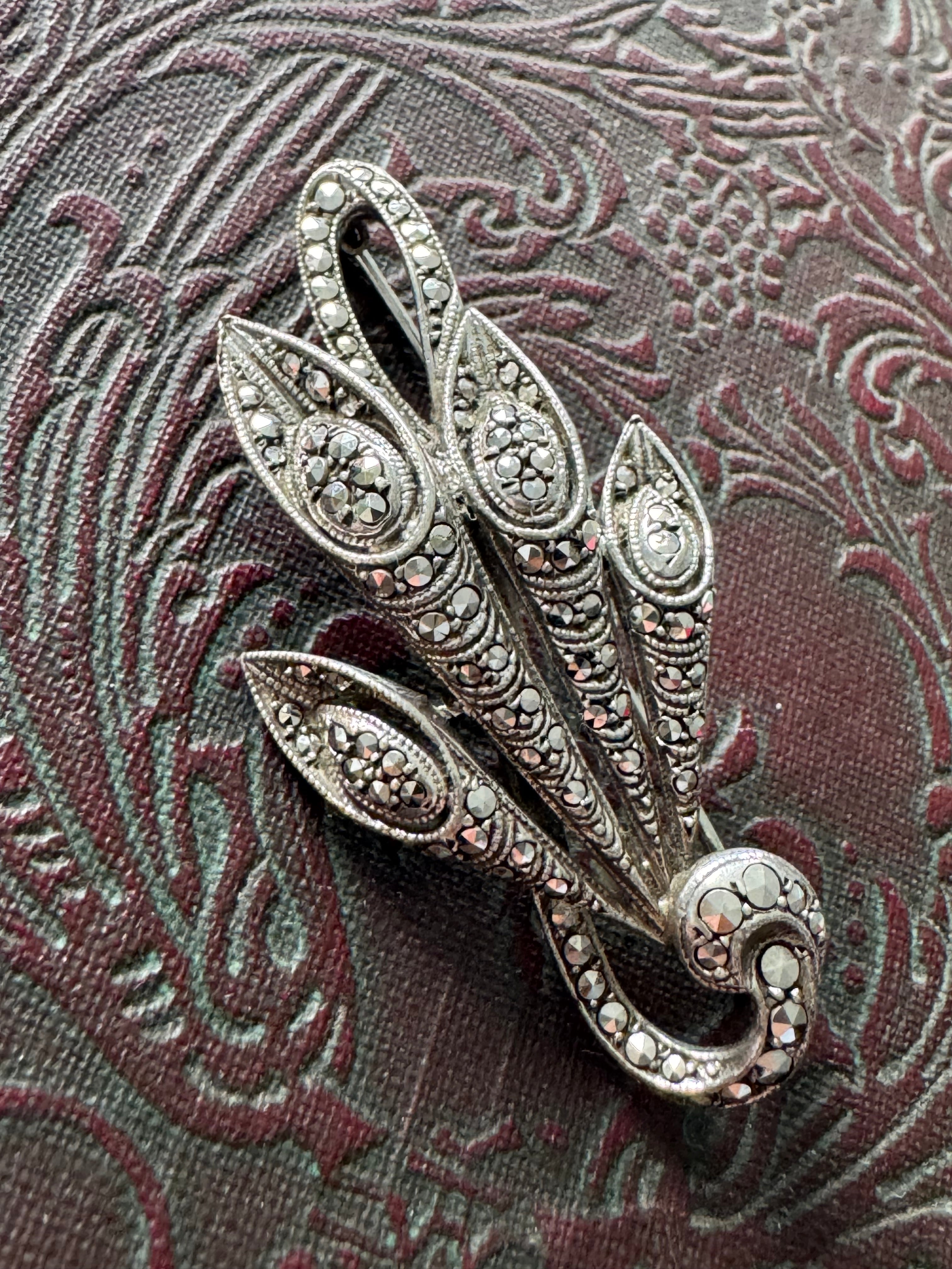 Sterling Silver Marcasite Brooch