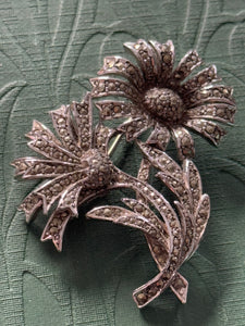 Sterling Silver Marcasite Sunflower Brooch