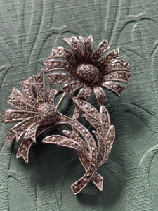 Sterling Silver Marcasite Sunflower Brooch