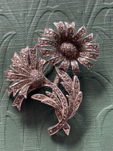Sterling Silver Marcasite Sunflower Brooch