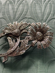 Sterling Silver Marcasite Sunflower Brooch