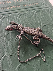 Incredible Vintage Sterling Silver Marcasite Lizard