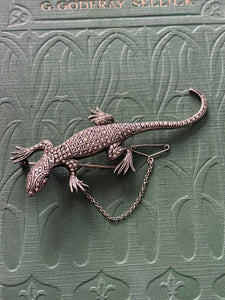 Incredible Vintage Sterling Silver Marcasite Lizard