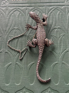 Incredible Vintage Sterling Silver Marcasite Lizard