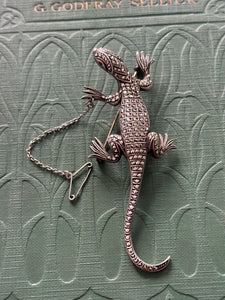 Incredible Vintage Sterling Silver Marcasite Lizard
