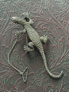 Incredible Vintage Sterling Silver Marcasite Lizard