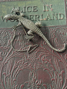 Incredible Vintage Sterling Silver Marcasite Lizard