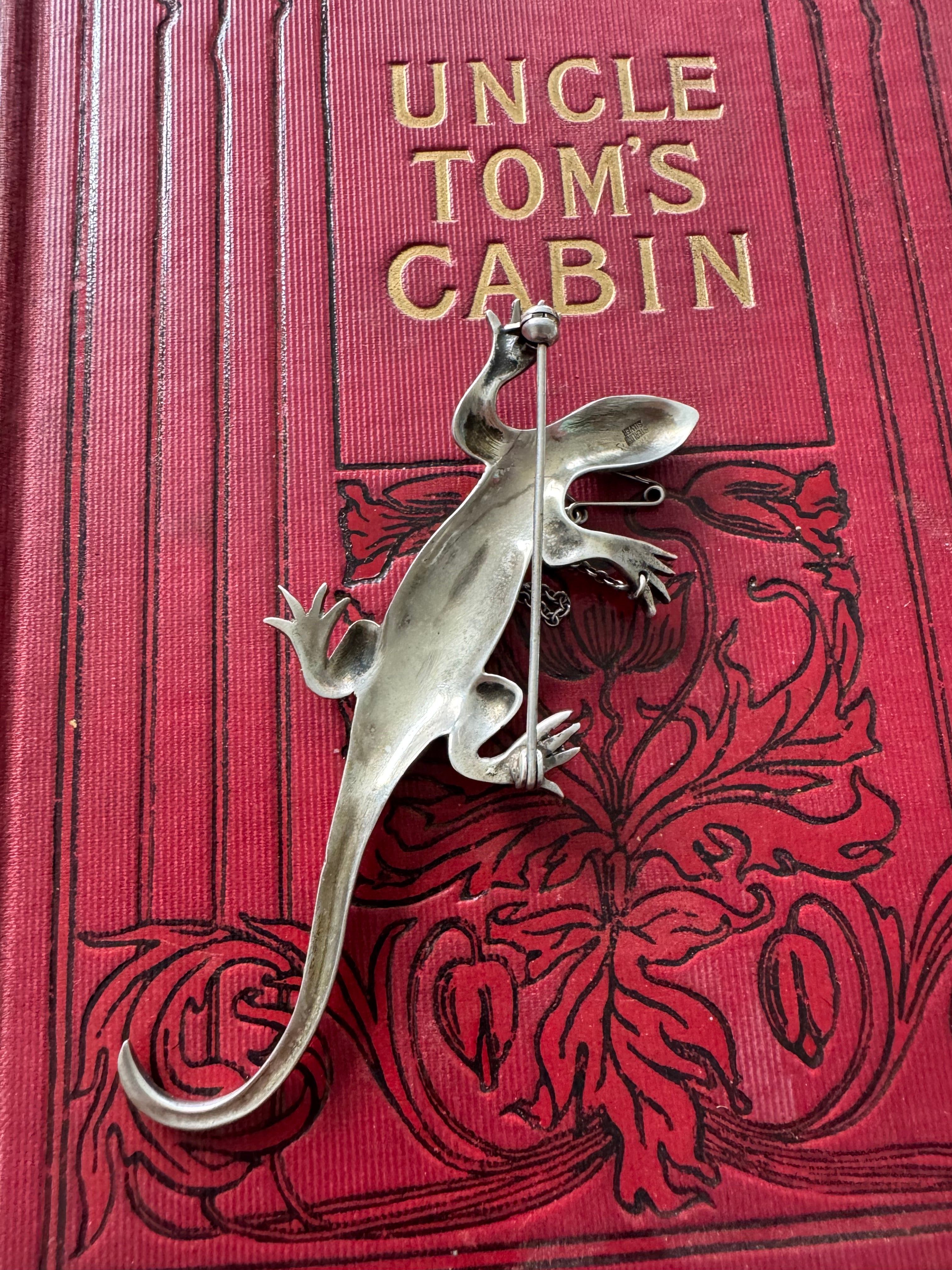 Incredible Vintage Sterling Silver Marcasite Lizard
