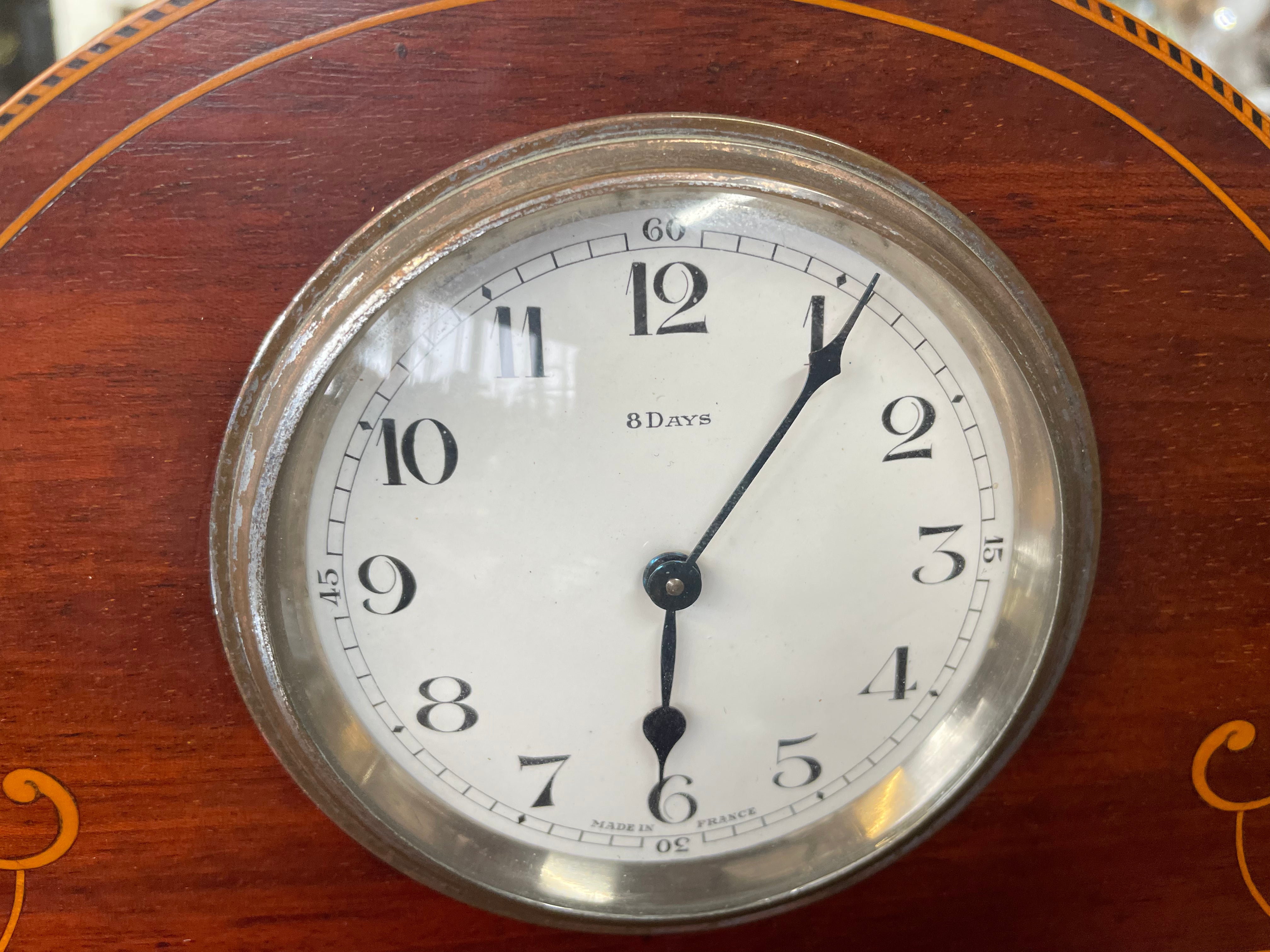 Stunning French 8 Day Clock Flame Mahogany Case
