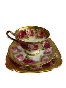 Royal Albert Crown China Old English Rose Heavy Gold