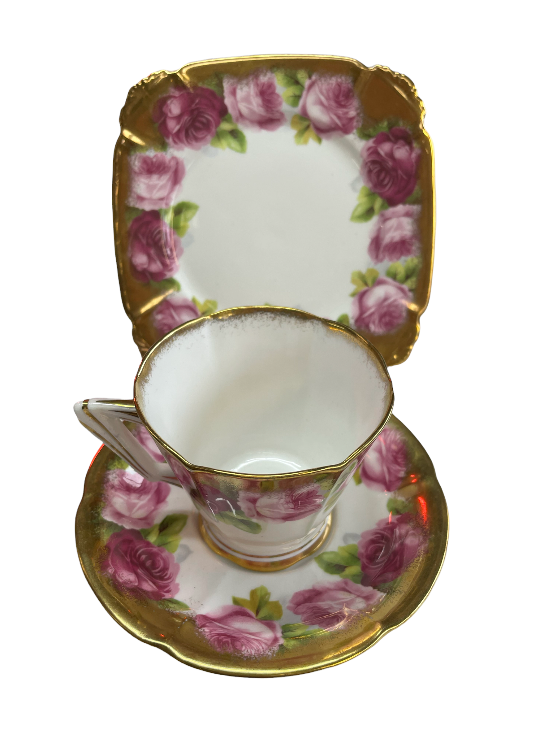 Royal Albert Crown China England Old English Rose Heavy Gold