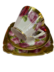 Royal Albert Crown China England Old English Rose Heavy Gold