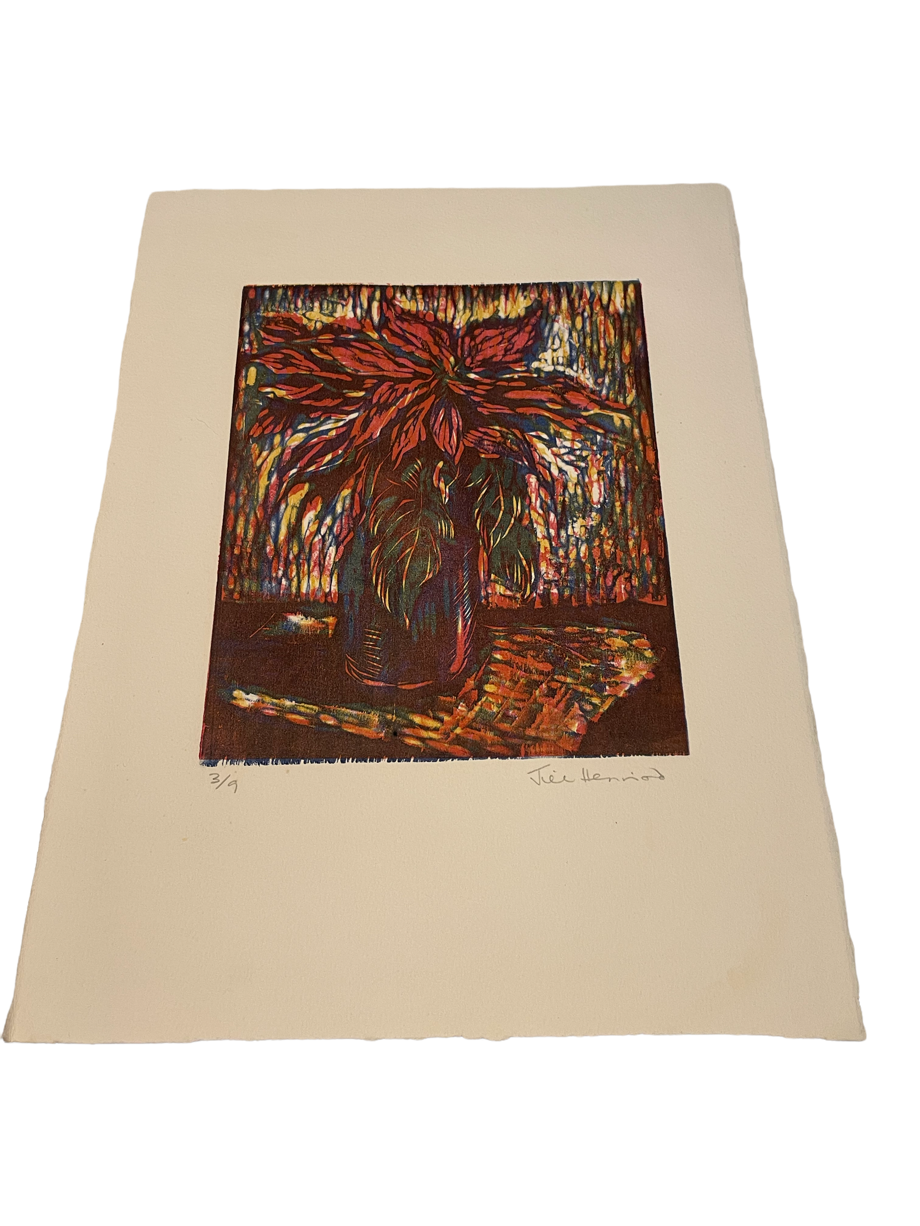 JILL HENRIOD ORIGINAL ART POINSETTIA LIMITED 3/9 or 9/9