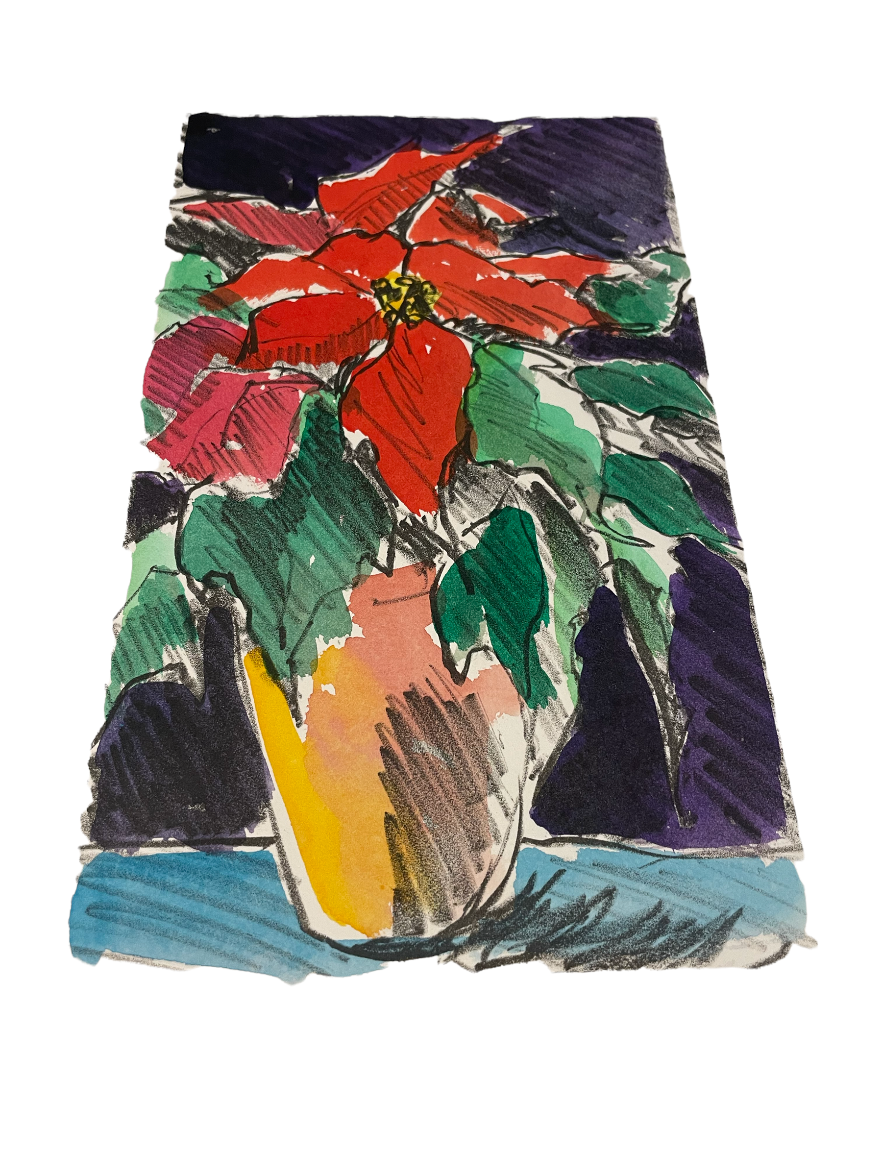 JILL HENRIOD ORIGINAL POTTED FLOWER UNSIGNED COLOUR