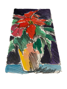 JILL HENRIOD ORIGINAL POTTED FLOWER UNSIGNED COLOUR